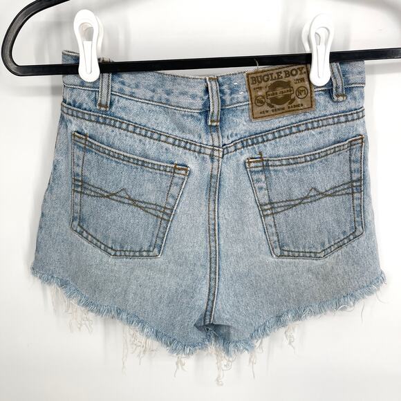 Bugle Boy Jeans 750 VINTAGE Shorts Womens Sz 12R / 26 Blue Faded Cutoff Denim - Picture 4 of 7
